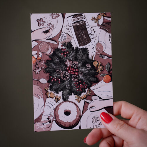 Carte postale de Noël 🎅 Repas de Noël